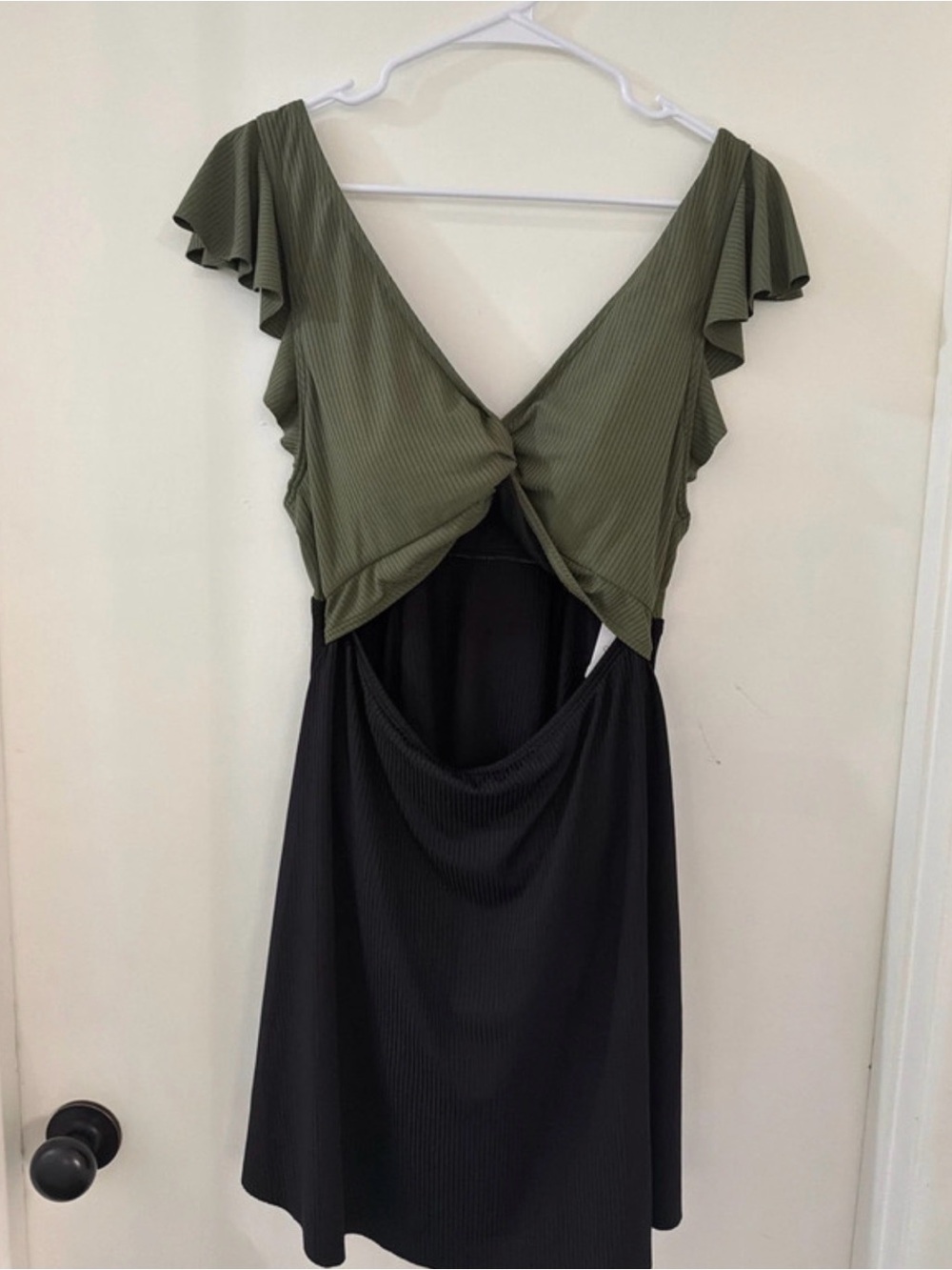 Olive Green and Black swim dress